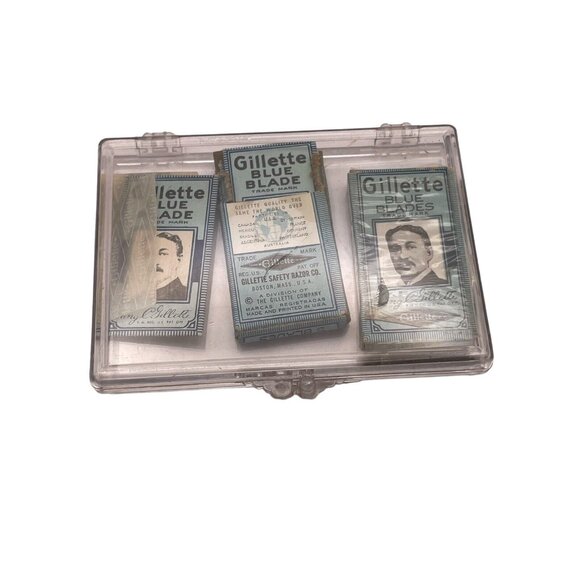 VINTAGE KING GILLETTE BLUE BLADE 8 Individual Blades USA 1 Sealed- 1 Open Box - Picture 2 of 14